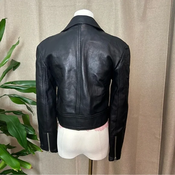 Rondes et Jolies Vintage Leather Biker Jacket with Belt - Picture 8 of 12